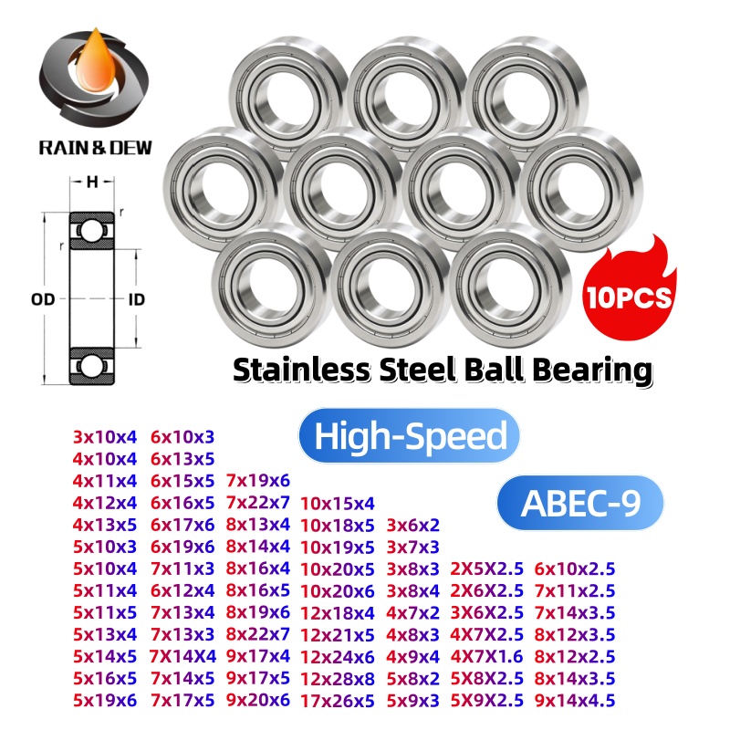Abu Garcia Reel Revo - 10PCS 스테인레스 스틸 볼 베어링 SMR74ZZ