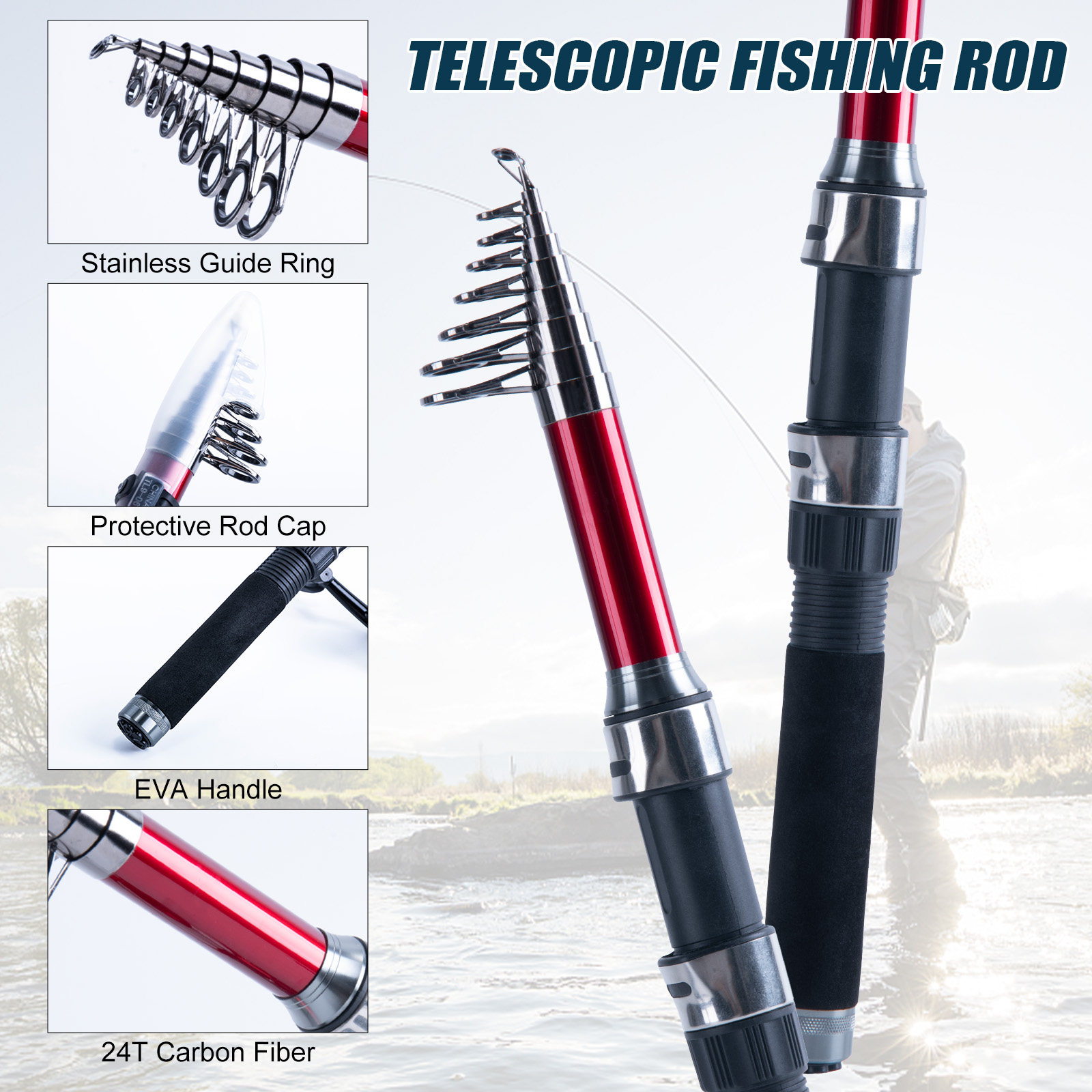 고투어 텔레스코픽 낚싯대 및 릴 콤보, 스피닝 릴, 카 - Fishing Rod Combo 리뷰 및 가격