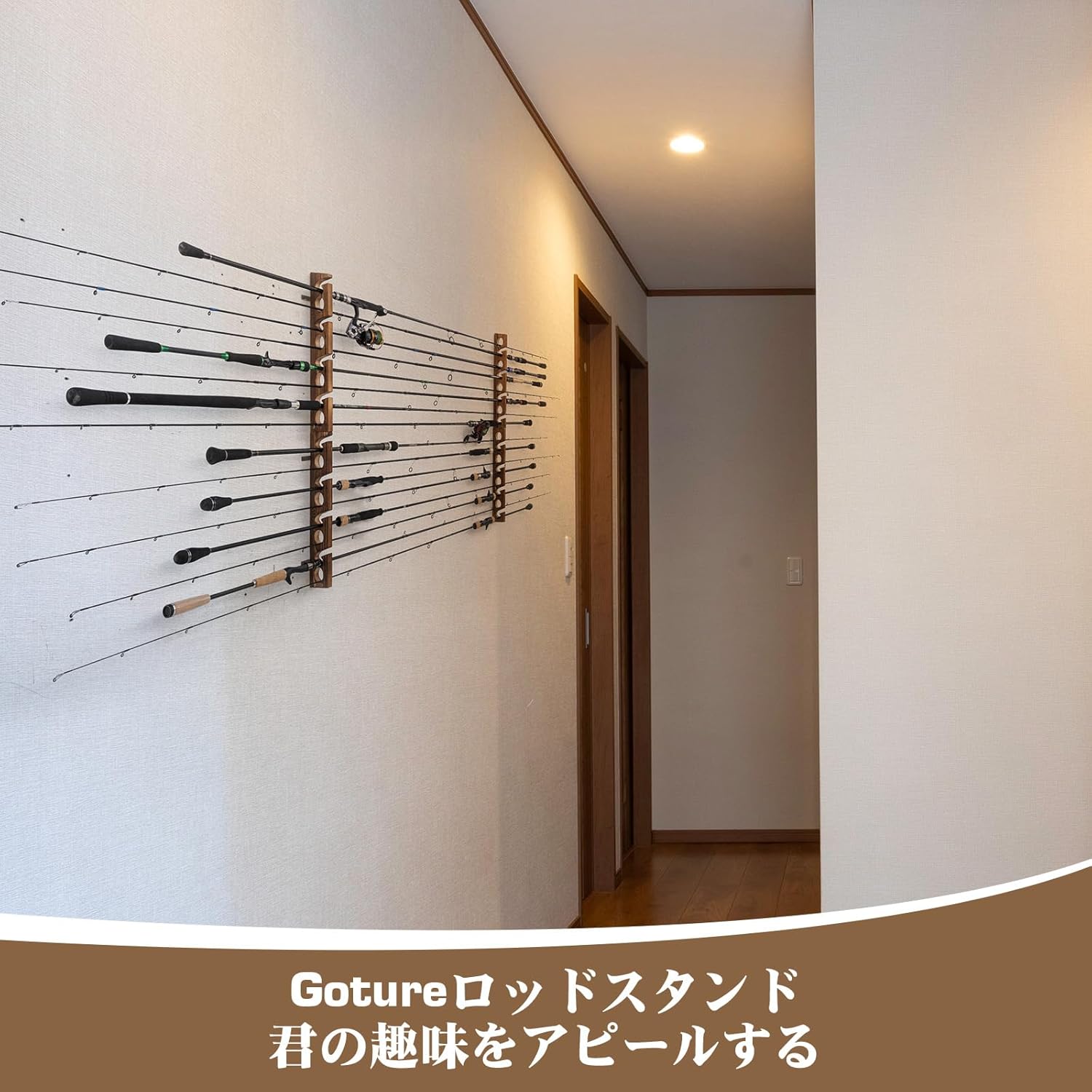 Goture 나무 낚시대 홀더 8 홀 막대 벽 보관 브 - Fishing Rod Rack 리뷰 및 가격